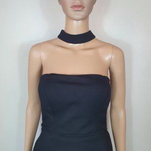 Black mini bodycon dress halter neck size 8  slit dress